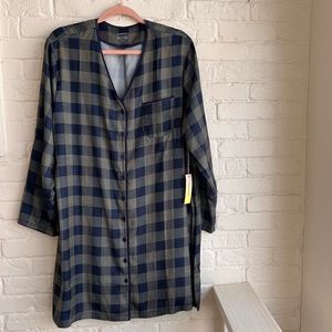 Summersalt Blue and Gray Plaid Nightshirt